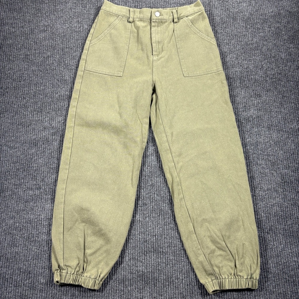 Cloud Ten Jogger Pants Women Large Olive Green High Rise Cotton Twill CP10439Y - Picture 2 of 12